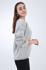 WINTER BLOOM PINK ROSE Cotton Cardigan