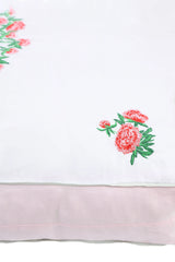 RED PEONY Cushion White Pink Mint Green Detail